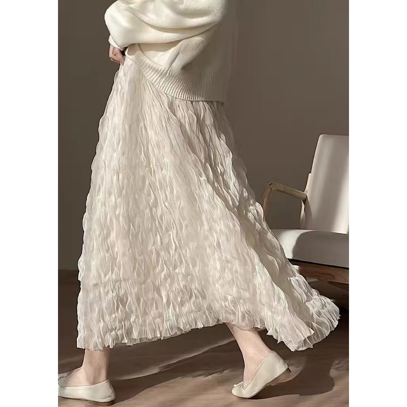Art Beige Original Design Solid Tulle Skirts Spring