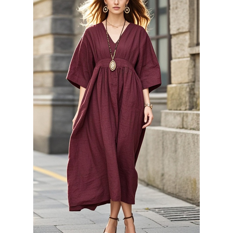 Boutique Mulberry Oversized Cotton Maxi Dresses Bracelet Sleeve