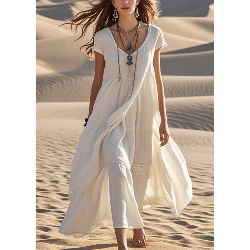 White Cotton Maxi Dresses Oversized Summer