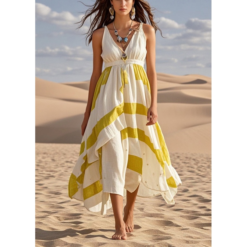 Women White Asymmetrical Exra Large Hem Cotton Cami Dress Summer