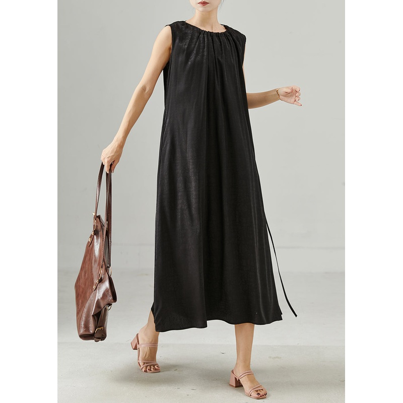 Boutique Black Wear On Both Sides Silk Dress Sleeveless