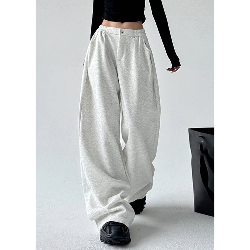 Modern Grey Patchwork High Waist Wide Leg Pants Spring