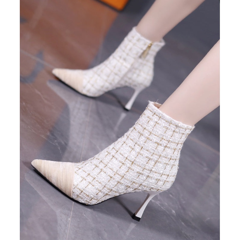 Pink Classy Splicing High Heel Boots Pointed Toe
