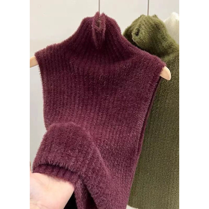 Sexy Mulberry Turtleneck Solid Ma Hai Mao Knit Sweaters Spring