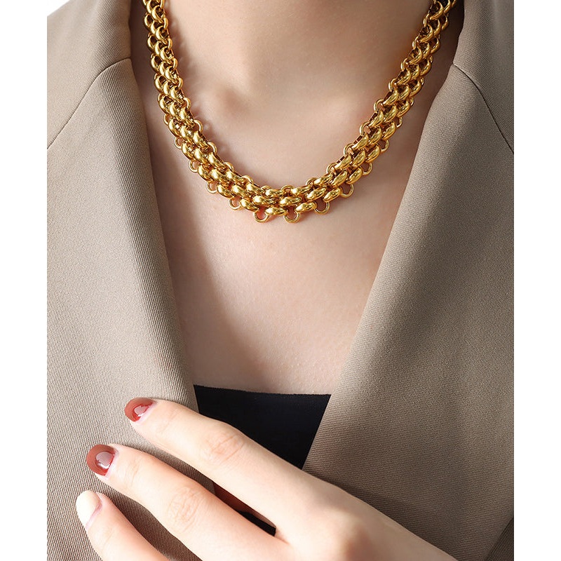 Bohemian Gold Stainless Steel Alloy Chain Collar Necklace