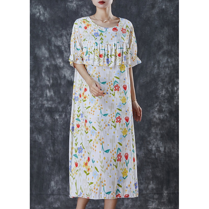 Bohemian White Print Patchwork Cotton Dress Summer