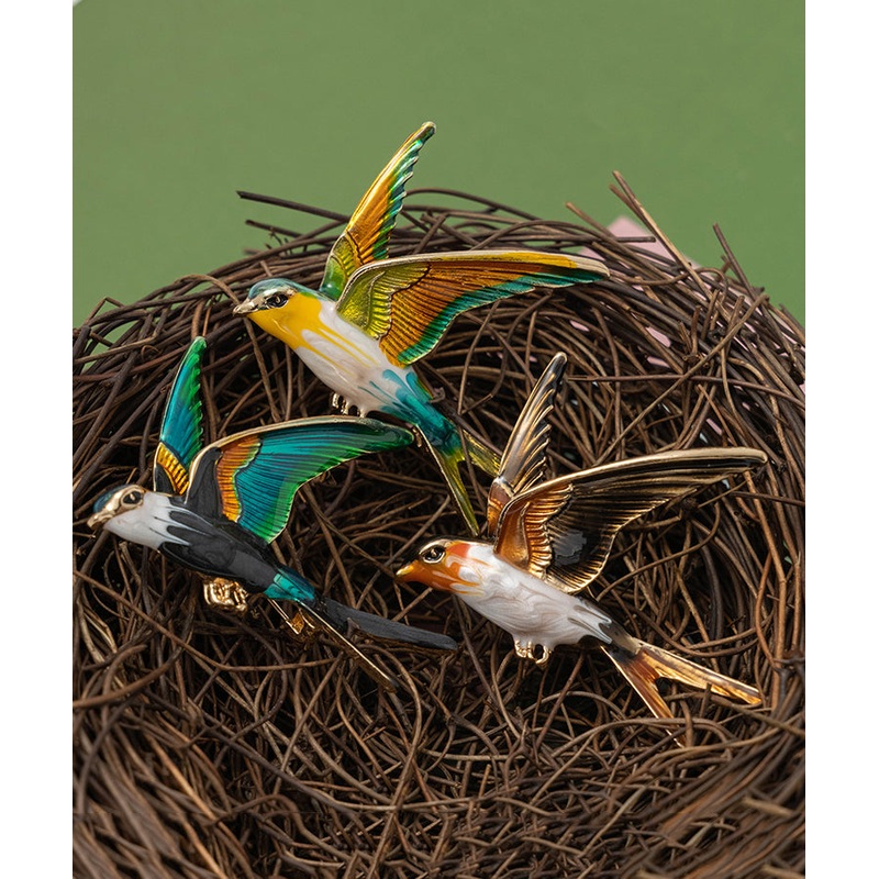 Boutique Orange Alloy Drip Glaze Young Swallow Hairpin