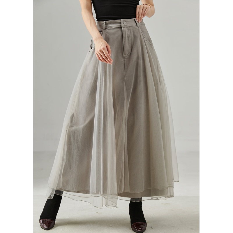 Fashion Grey Exra Large Hem Tulle Holiday Skirt Fall