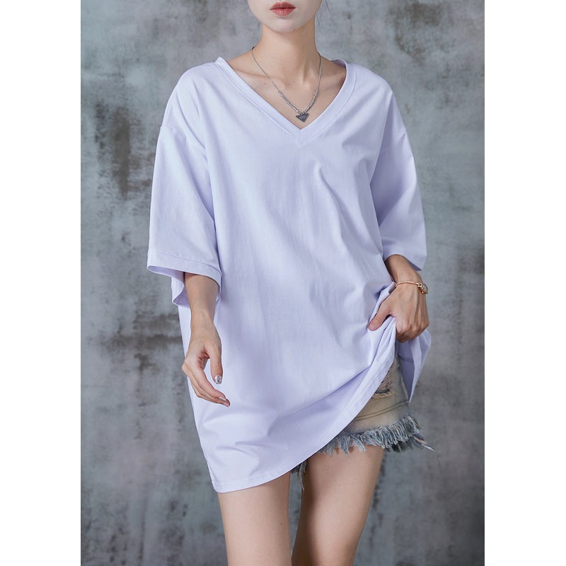 Simple White Oversized Cotton Tank Tops Summer