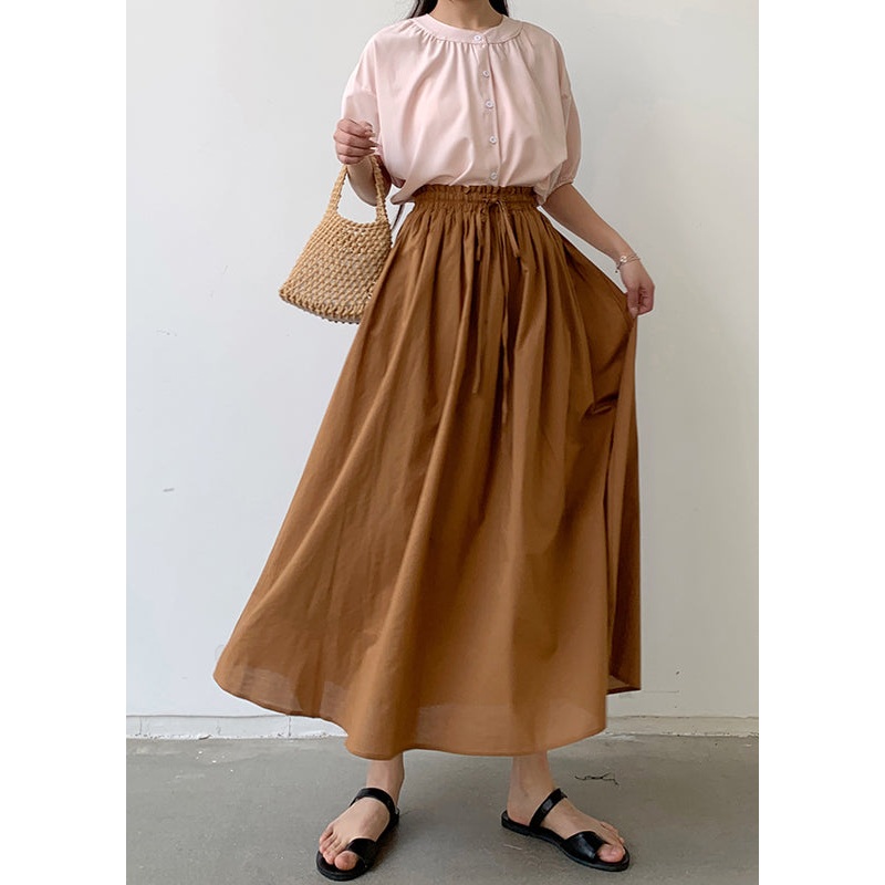Art Coffee Elastic Waist Exra Large Hem Cotton Skirt Spring