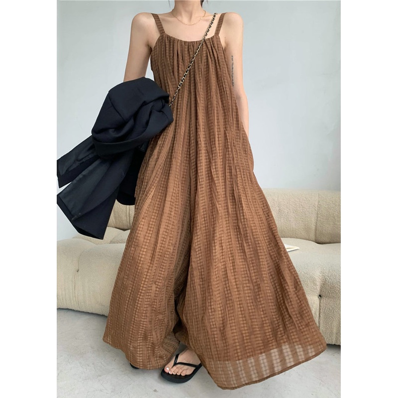 Diy Brown Backless Spaghetti Strap Dress Jumpsuits Summer