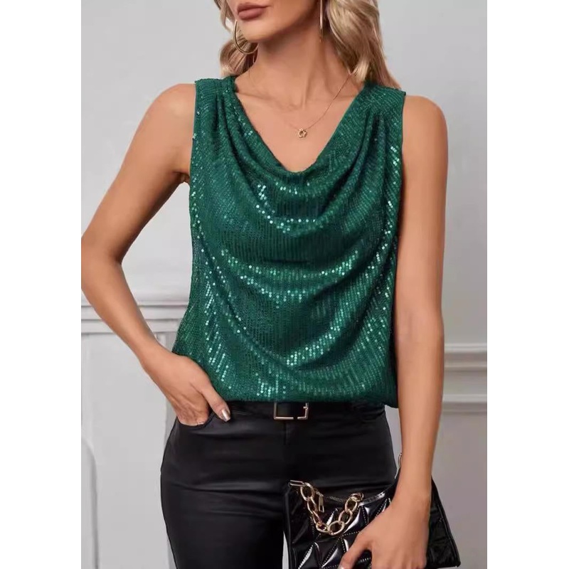 Strapless Sequined Loose Short Pullover Women's Vest