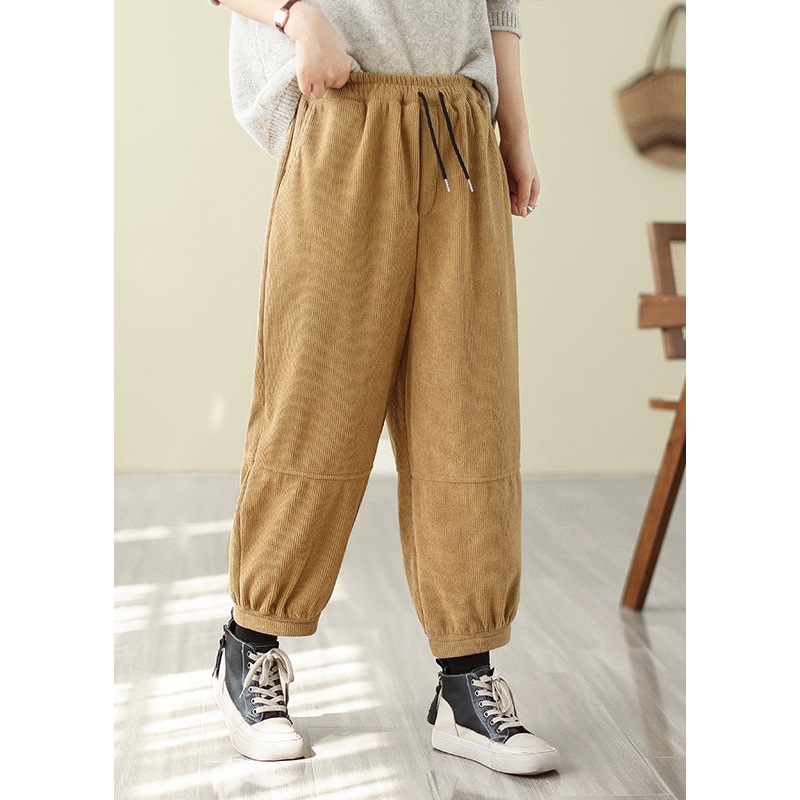 DIY Yellow Oversized Warm Fleece Pants Trousers Spring