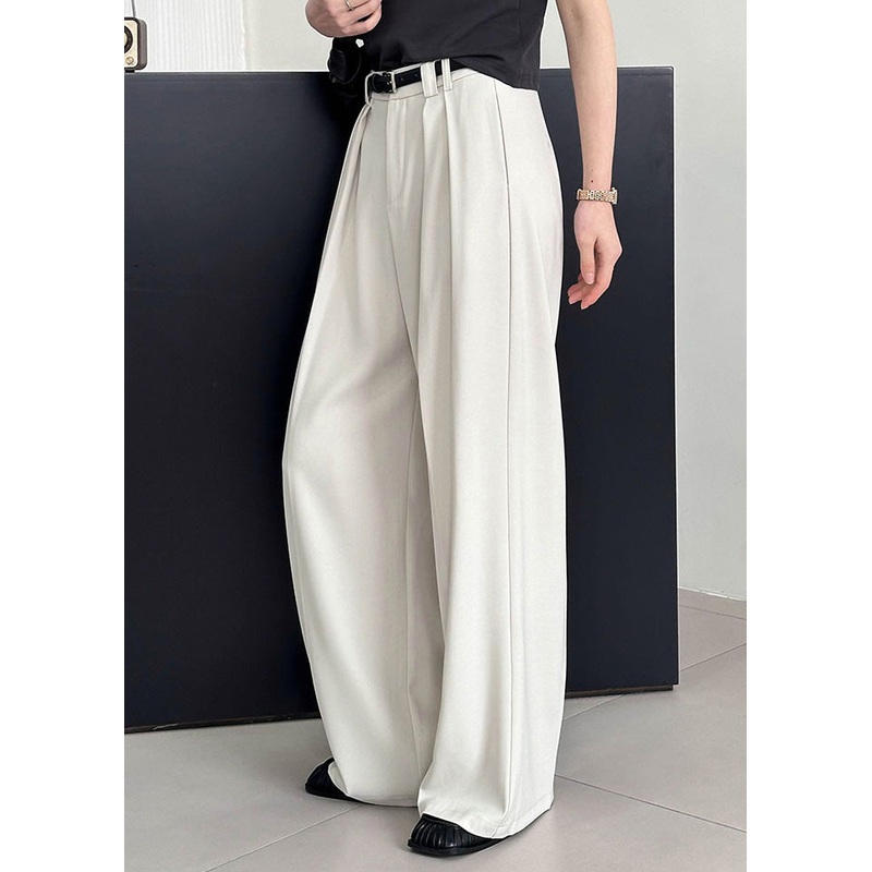 2025 New Beige High Waist Pockets Pants Summer