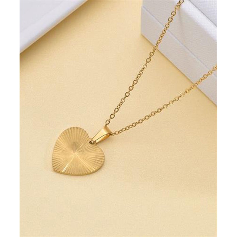 Boho Gold Metal Alloy Wrinkled Love Pendant Necklace
