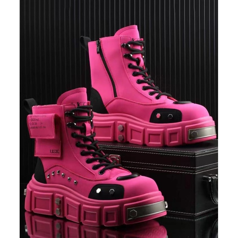 Rose Platform Faux Leather Stylish Splicing Boots