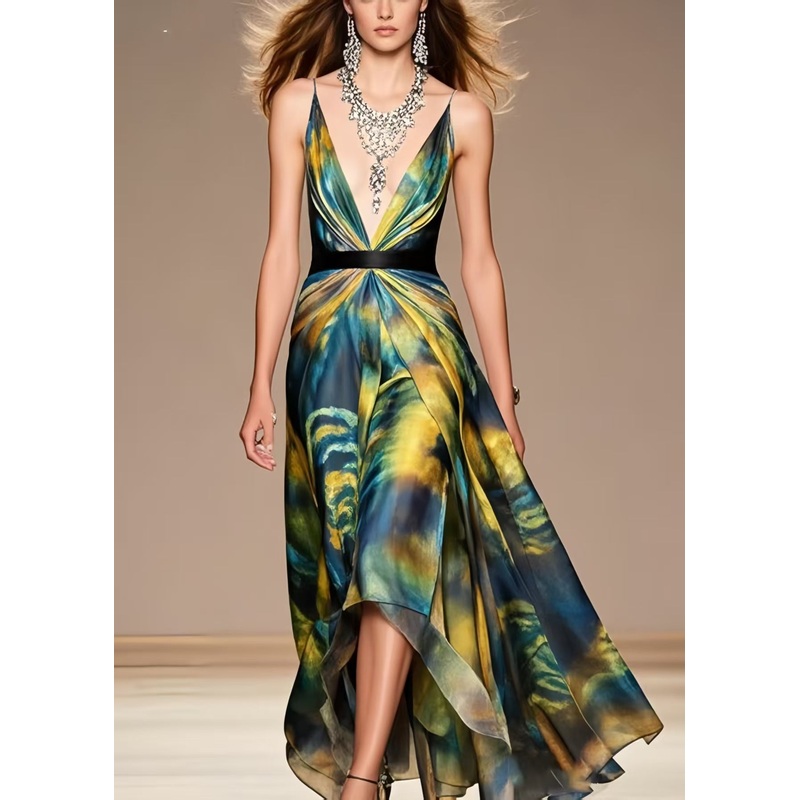 Boho Tie Dye Exra Large Hem Chiffon Beach Dress Summer