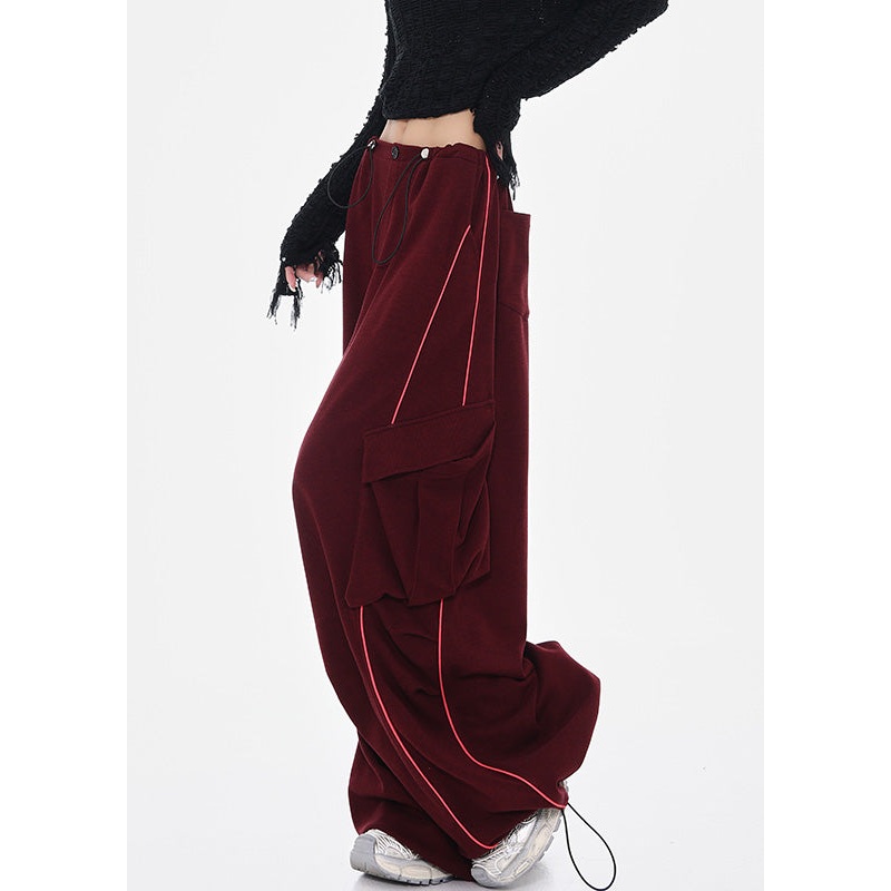 Mulberry Cotton Wide Leg Pants Oversized Pockets Spring