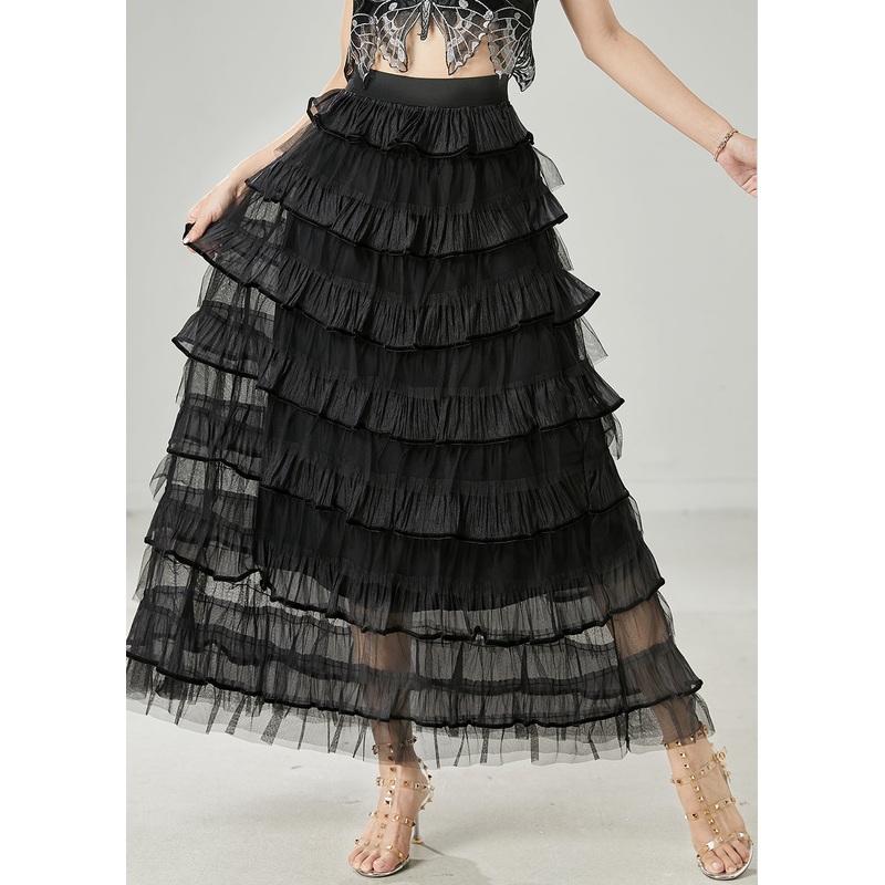 Black Silm Fit Tulle Party Skirt Exra Large Hem Spring