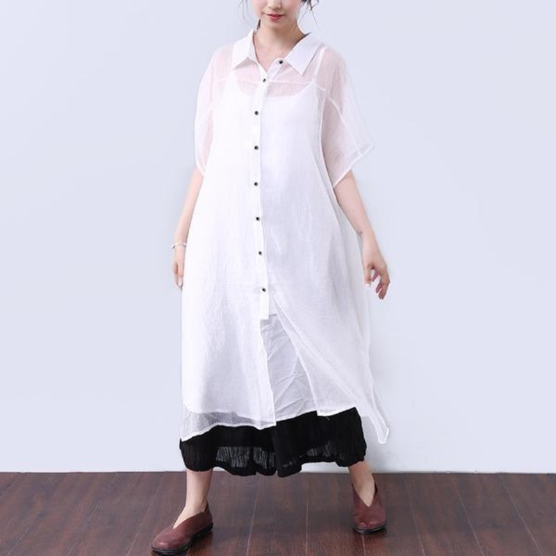 Loose Transparent Button Commuter Dress