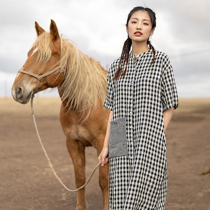 Plus Size Plaid Patchwork Casual Dress