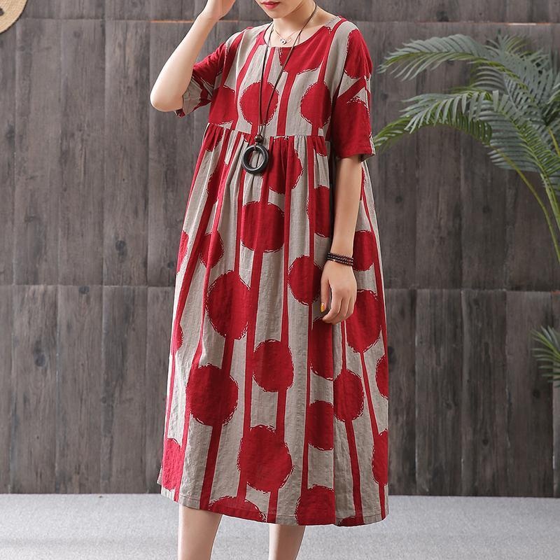 Stripes And Big Dots Retro Loose Dress