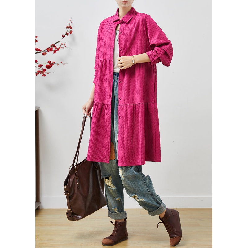 Style Rose Peter Pan Collar Patchwork Cotton Coat Spring
