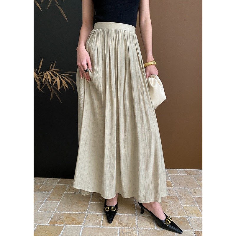 Women Apricot Exra Large Hem Pleated Skirt Spring