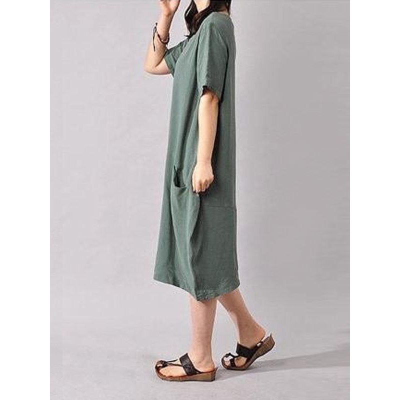 Women Cotton Linen Loose Dress
