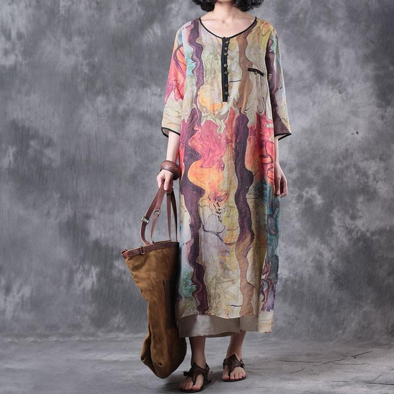 Women Summer Colorful Polyester Dress