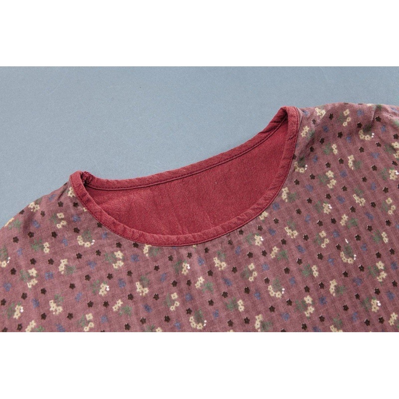 Casual Long Sleeve Red Floral Autumn  Dress