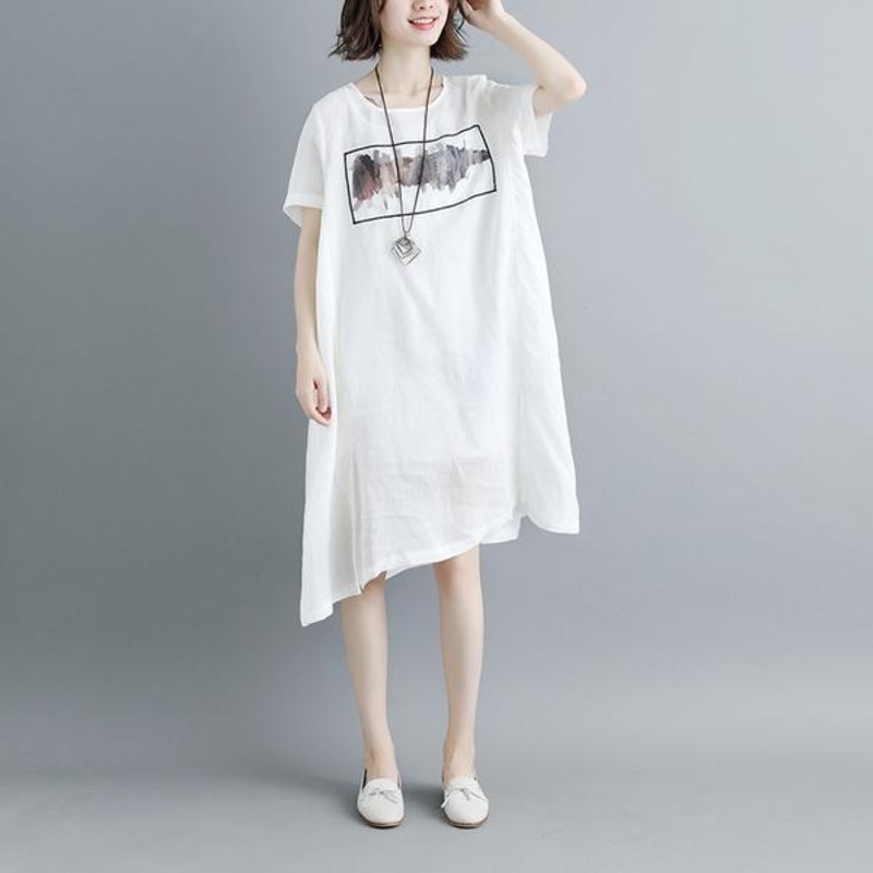 Casual Summer Short Sleeve Black Pockets Slit Dress