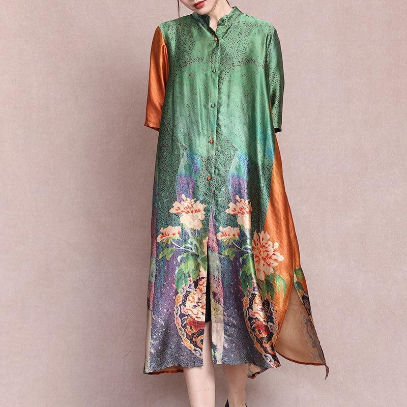 Female Literary Floral Printed Midi Dress