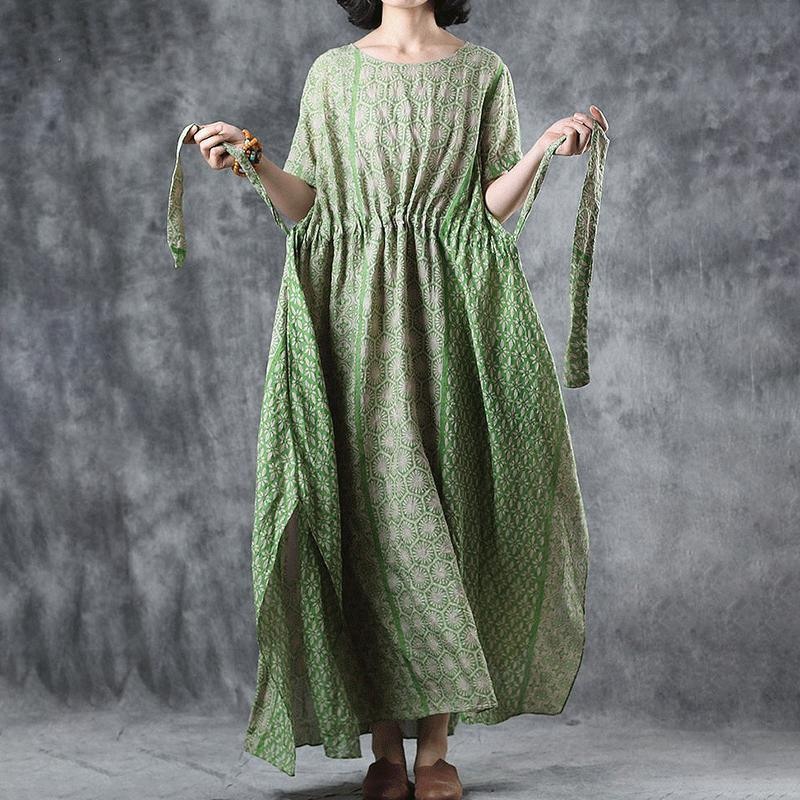 Print Cotton Short Sleeve A-Line Dress