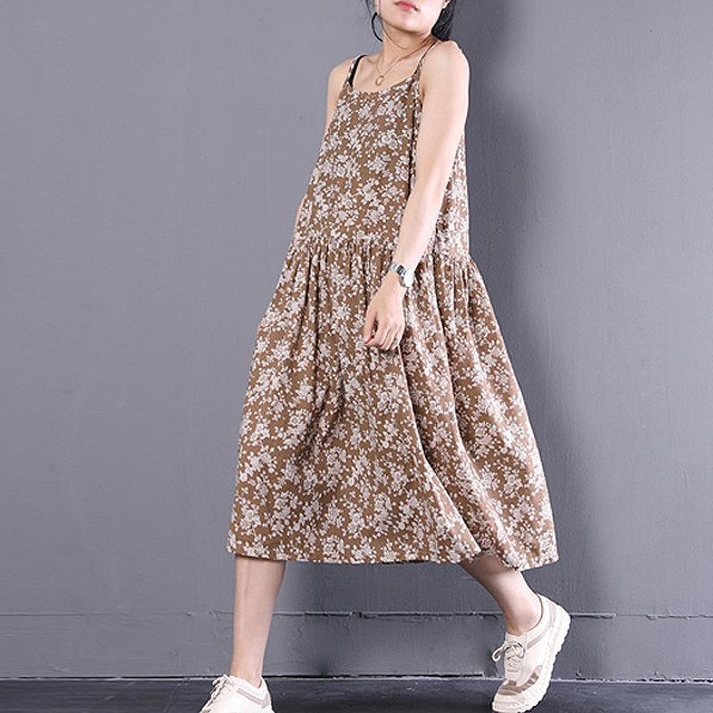 Summer O-Neck Sleeveless Floral Printed Slip Dress