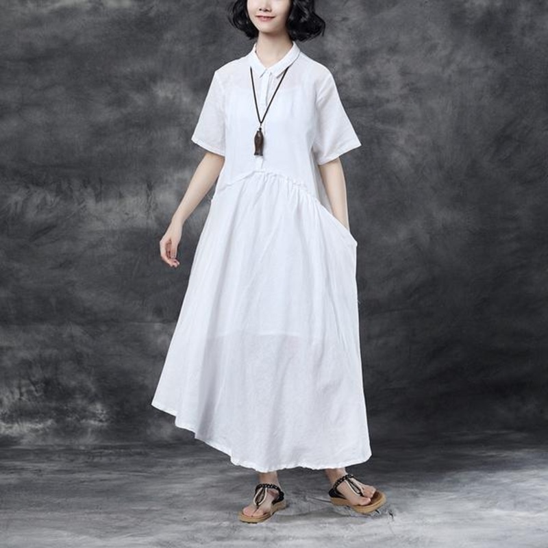 Summer Short Sleeve Polo Neck Red Casual Dress