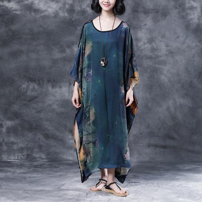 Summer Shoulder Sleeve Loose Printed Long Dress