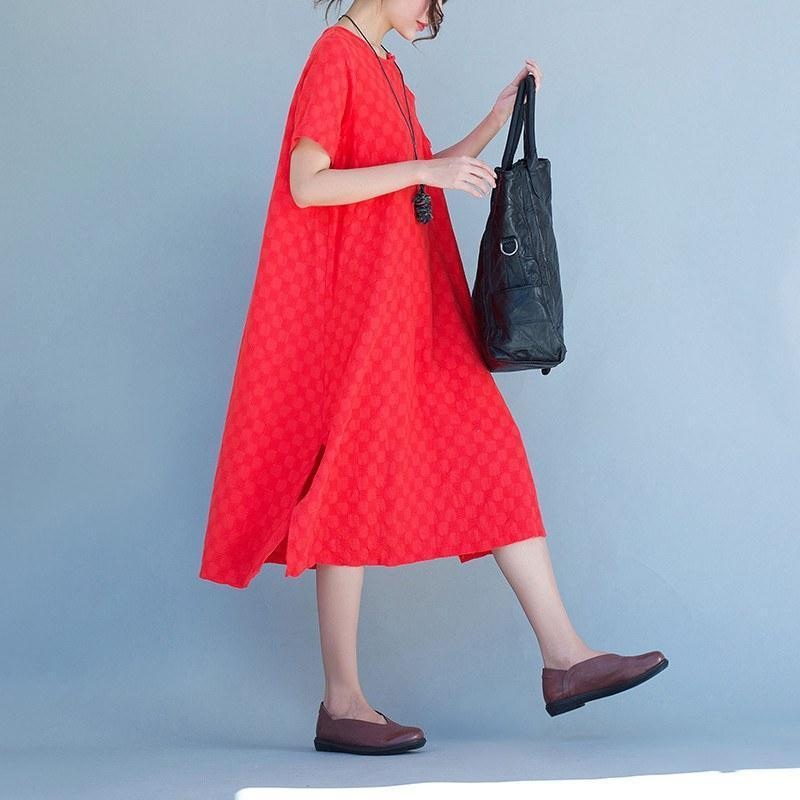 Women  cotton linen short sleeve dress