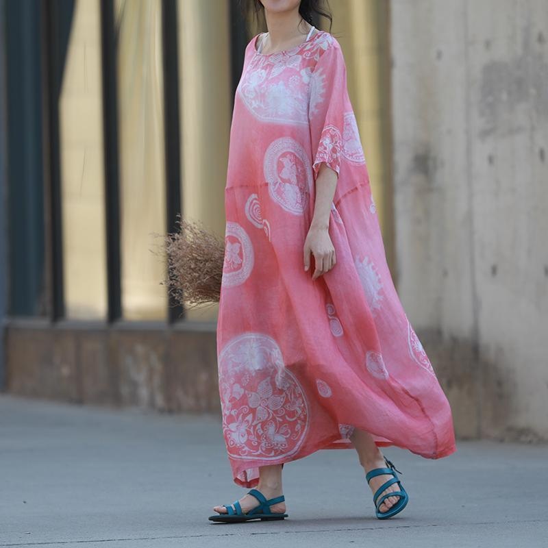 Women Round Neck Printed Pullover Dress