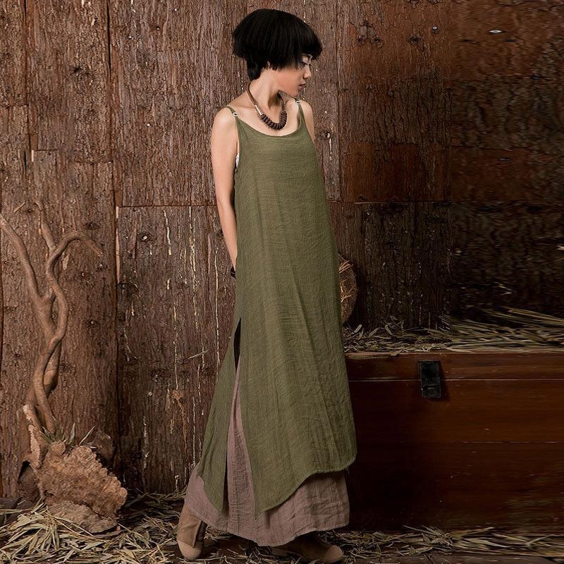 Women's Summer Casual Linen Double-Layer Slip Dress