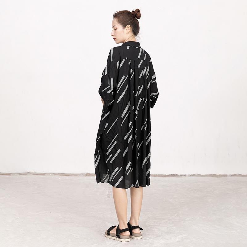 Women Stripe Splicing Casual Loose Dress