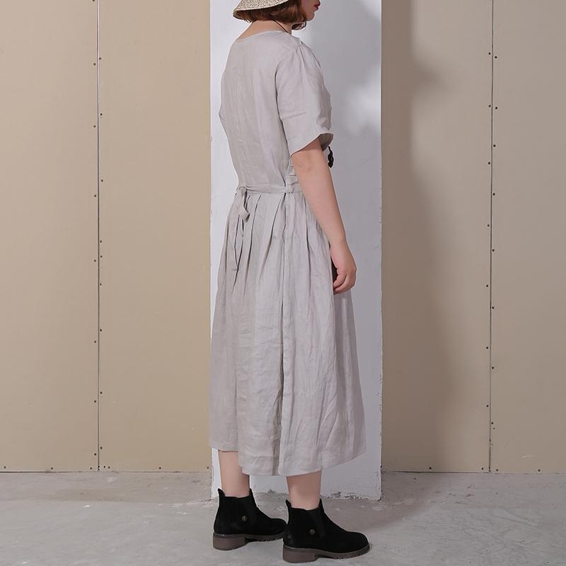 Women Summer Casual Solid Pullover Loose Short Sleeve Maxi Dress