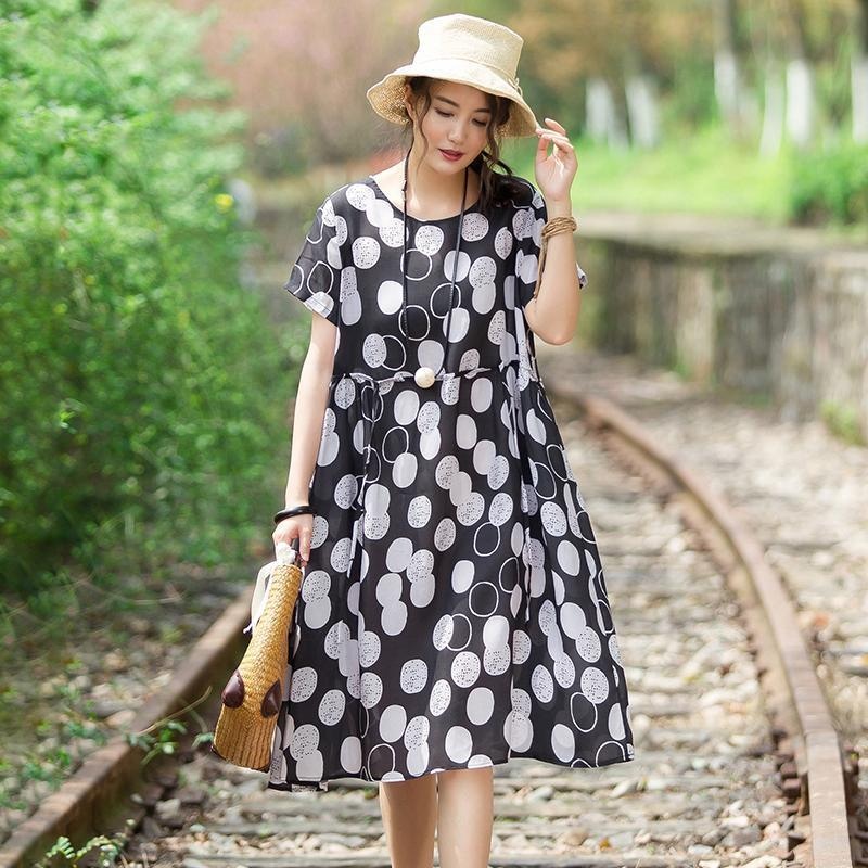 Casual Round Neck Short Sleeve Circular Dress