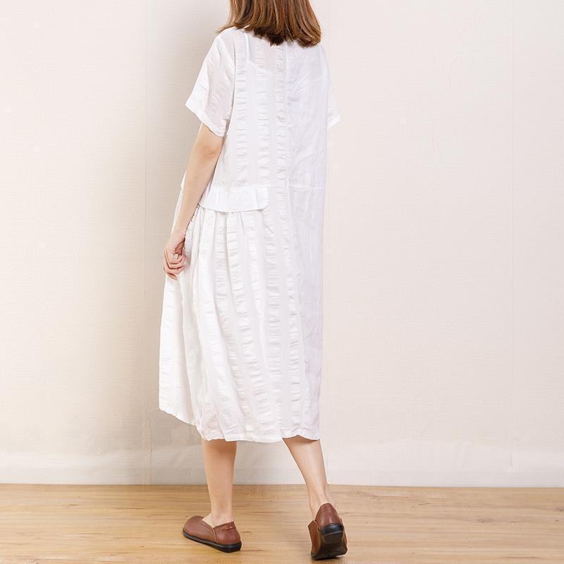 Casual Round Neck Short Sleeve Pockets Dress