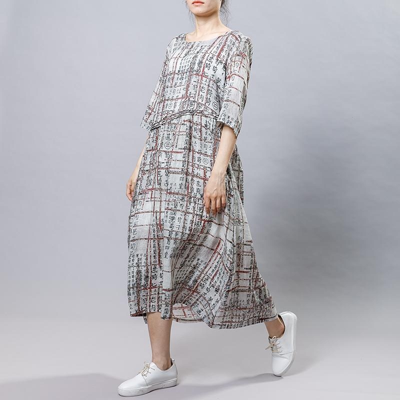 Chinese Calligraphy Splicing Casual Loose Dress