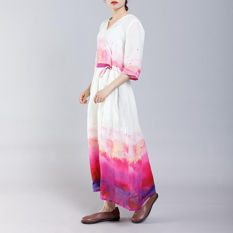 Ethnic Style Casual V-Neck Half Sleeve Dress