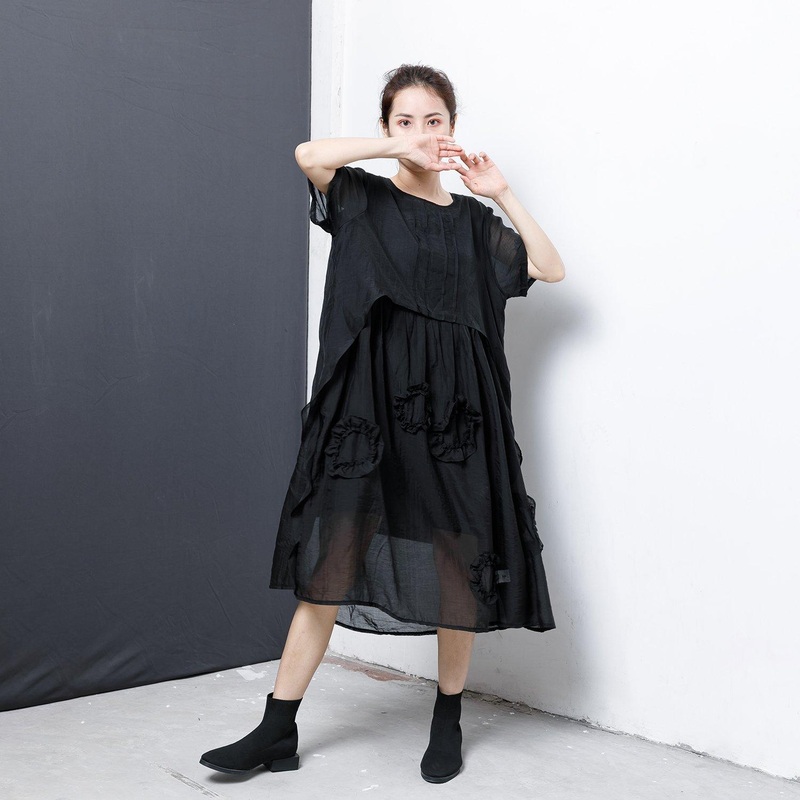 Patchwork Solid Color Irregular Midi Dress