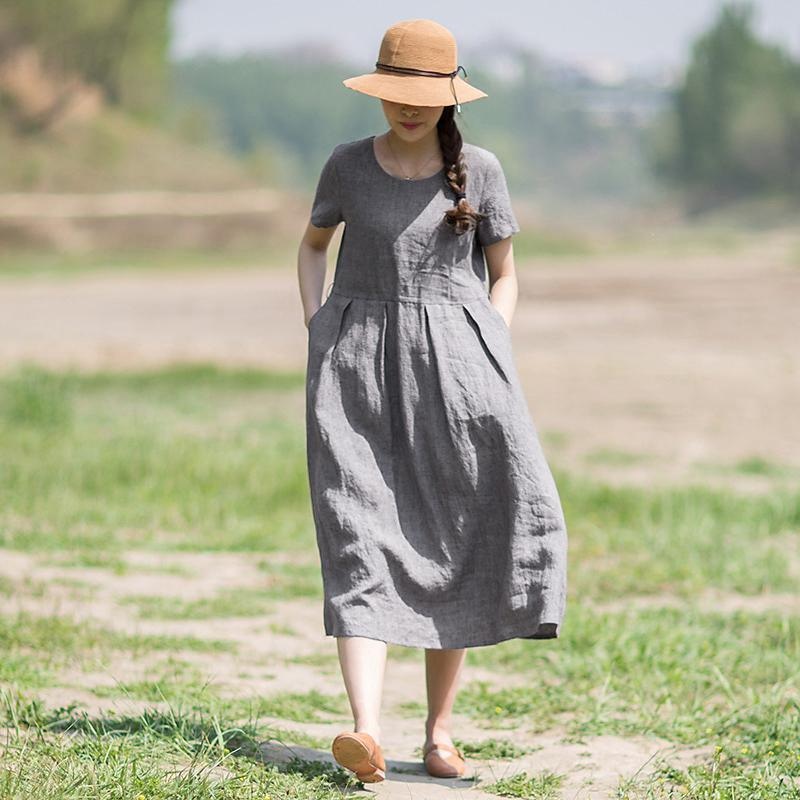 Plus Size Comfortable Solid Color Pullover Dress