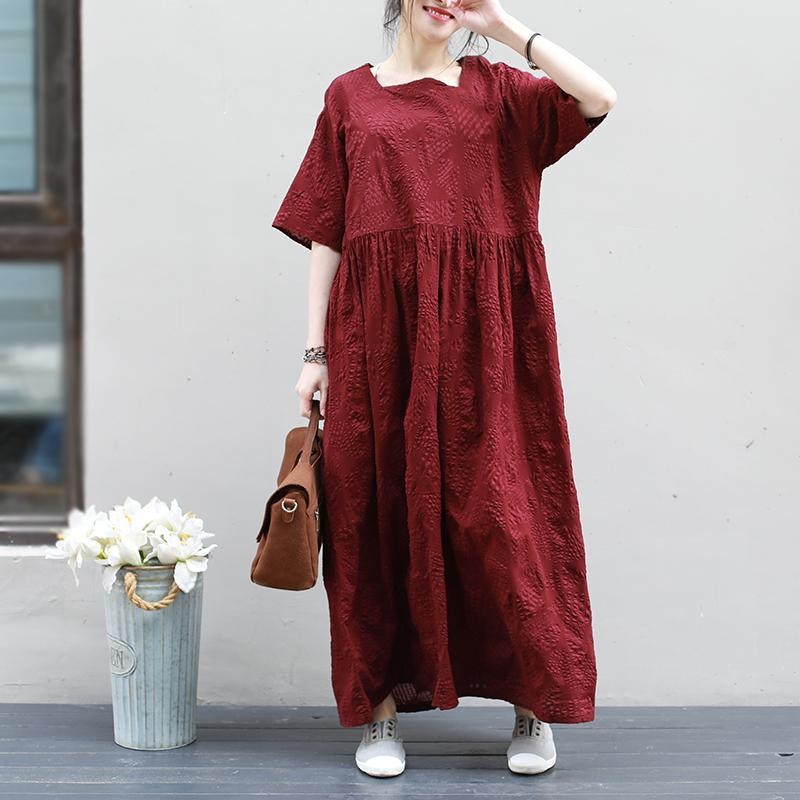 Pure Color Wrinkled Texture Pleated Dress