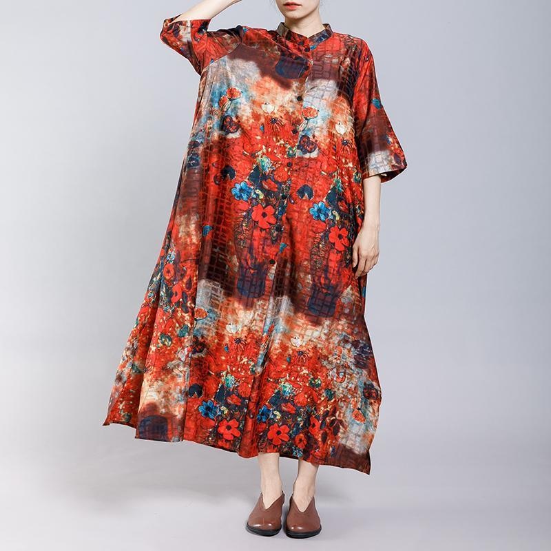 Soft Elegant Floral Printed Split Dress
